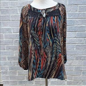 Figueroa & Flower lace boho peasant top Medium